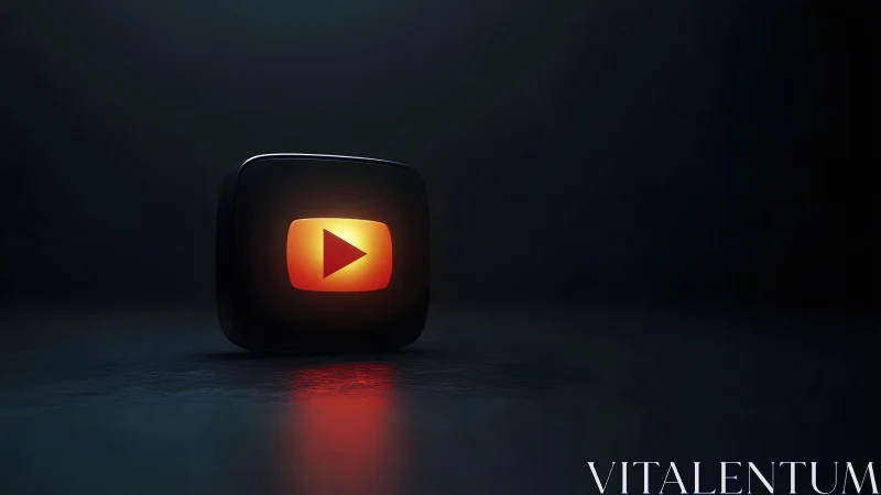 3D YouTube Logo Icon on Dark Background, Modern Digital Art.