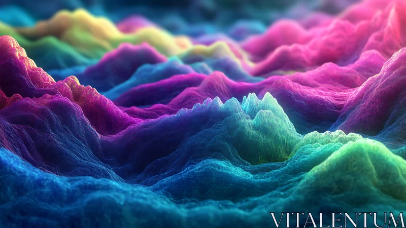 Neon volumetric terrain renders undulating abstract data waves