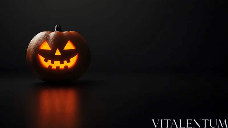 Glowing jack o lantern on dark background, centered shot.