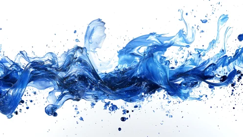 Dynamic blue liquid splash curves across white background