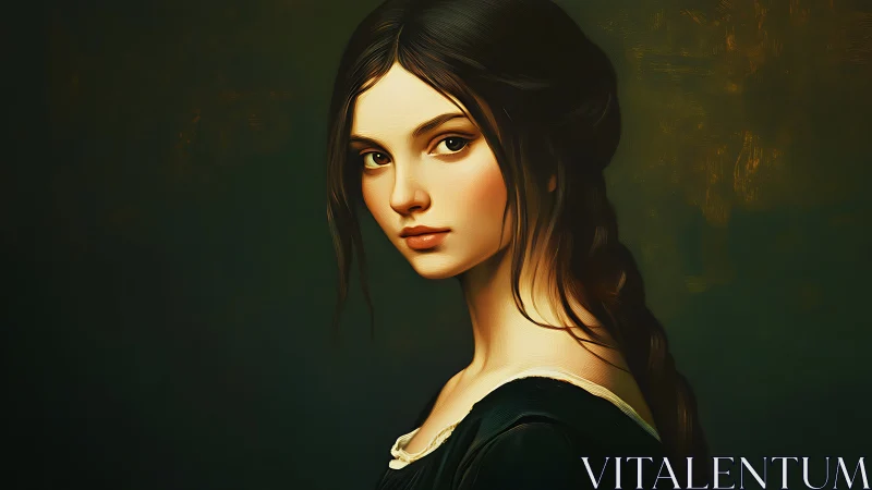 Calm portrait of young woman in classical digital style.