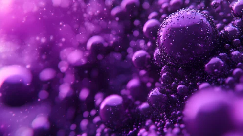 Abstract purple spheres with glowing highlights in macro photography.