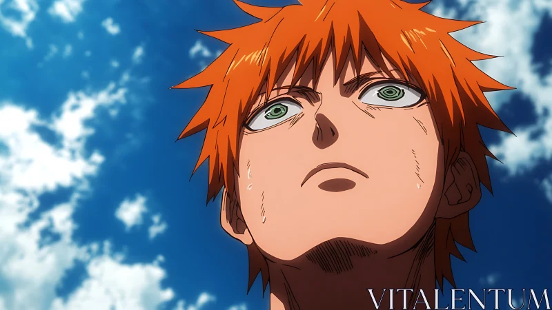 Skylocked resolve under orange hair and storm-bright eyes.