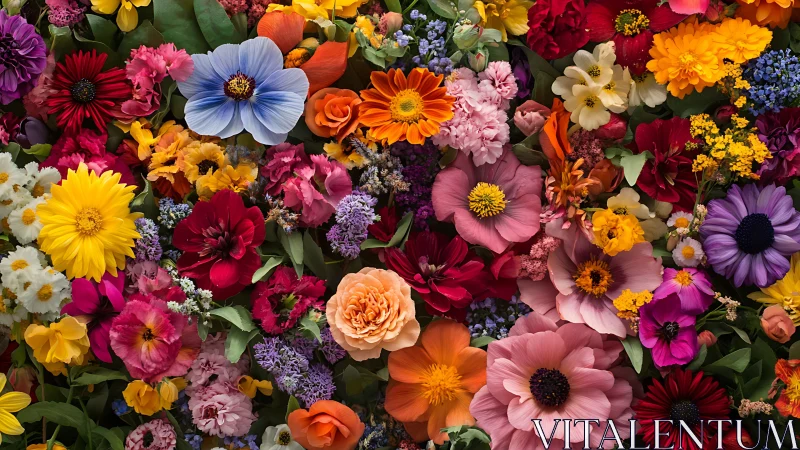 Dense Polychromatic Floral Composition: Gerberas, Roses, Cosmos Assemblage