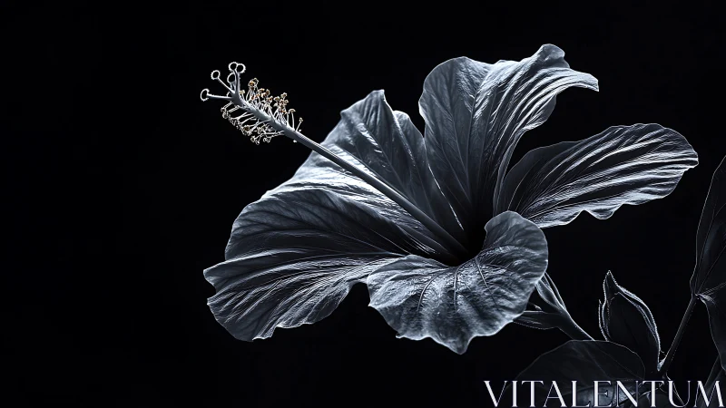 Hibiscus Flower Against Black Background