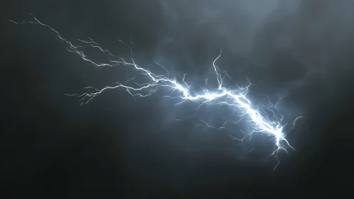 Electric storm bolt cutting through deep midnight clouds.