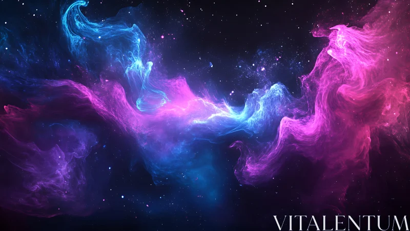 Digitally rendered nebula structure spans dark starfield