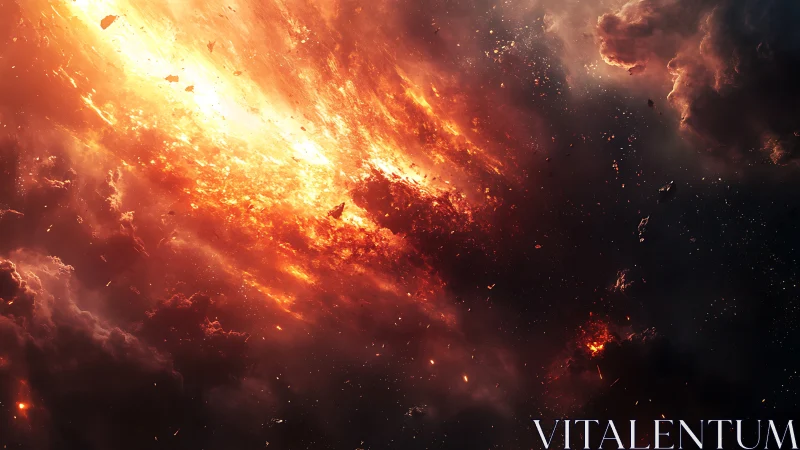 Stellar nebula shockwave with incandescent plasma ejecta field