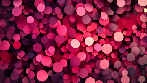 Vibrant Pink and Red Abstract Circles Pattern, Modern Art Style.