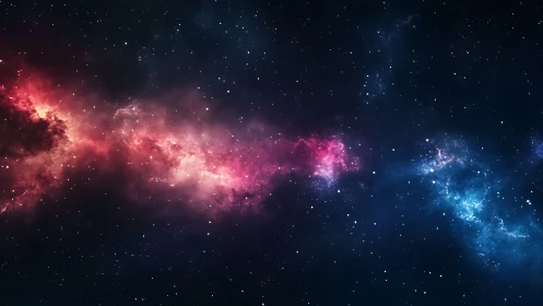 Diffuse interstellar nebula band across star field night sky.