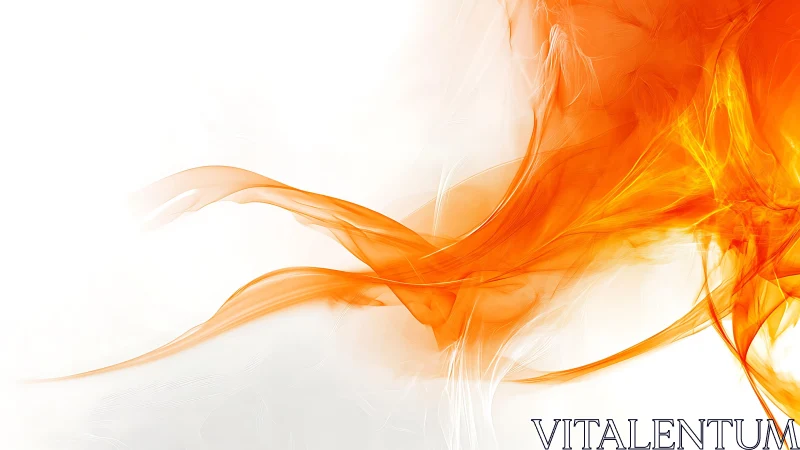 Vibrant Abstract Orange Smoke Flow on White Background.