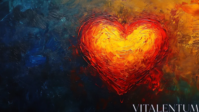 Glowing Heart Against Dark Abstract Background