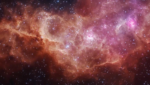 Photorealistic nebula panorama with luminous stellar fields.