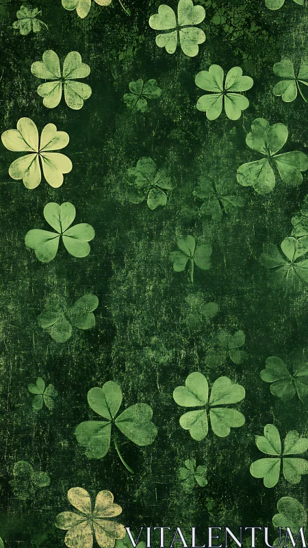 Textured clover field backdrop in distressed digital painting.