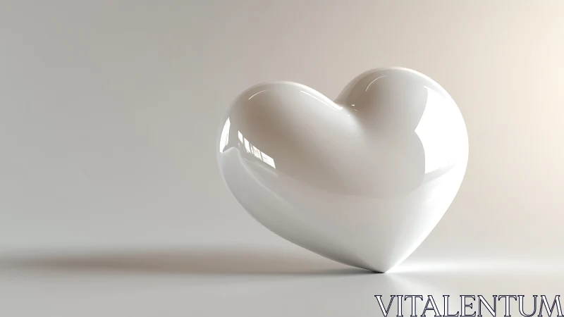 Glossy White Heart Form with Specular Reflections and Volumetric Modeling