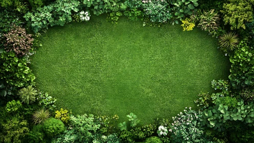 Lush Garden Sanctuary with Vibrant Green Meadow