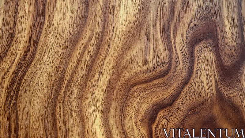 Walnut wood grain surface shows flowing organic waves.