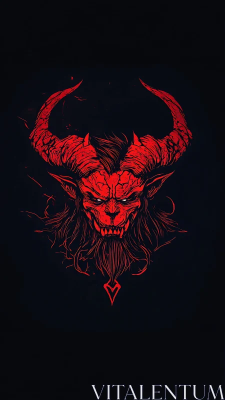 Red horned demonic head graphic occupies centered dark field