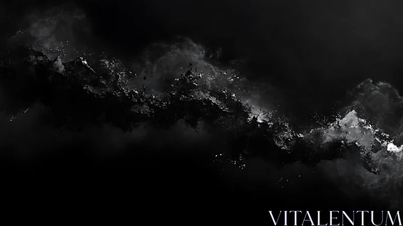 Dark cosmic dust wave flows through deep shadowed space.