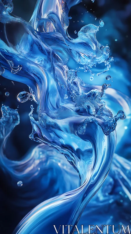 High-detail blue liquid vortex with dynamic splash motion