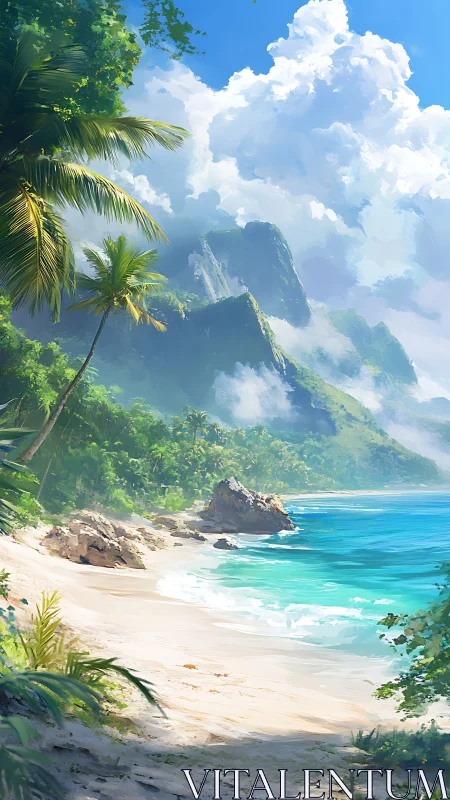 Tropical Paradise: Mountain Beach With Emerald Waters.