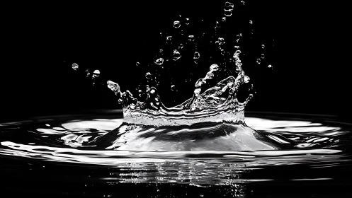 Shimmering water crown rises in a bold, crystal clear splash
