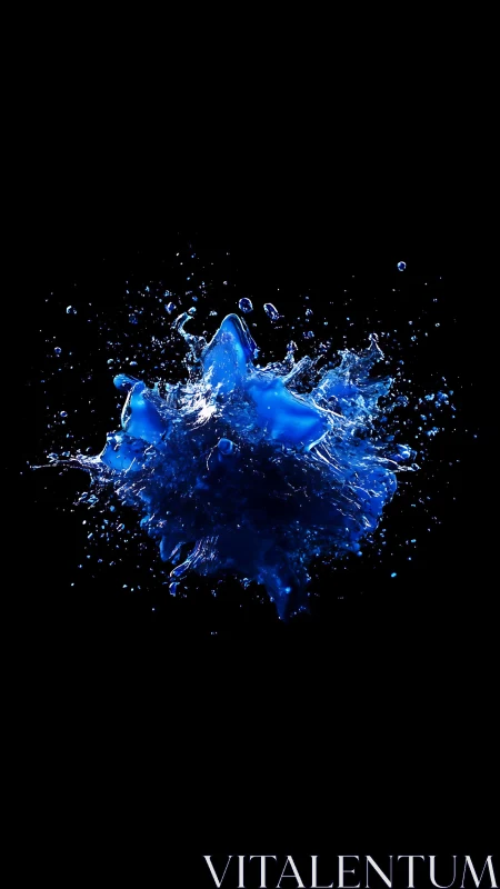 Midnight sapphire splash frozen in electric motion.
