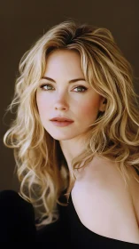 Soft-lit blonde portrait with cinematic shallow focus elegance.