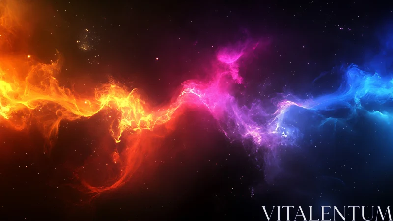 Chromatic plasma filament traversing deep interstellar void.