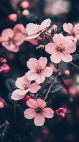 Soft Pink Blossoms: Delicate Floral Composition in Shallow Depth.