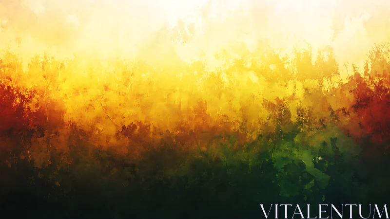 Golden morning glow drifting over a dreamy painted field.