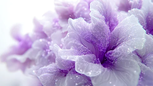 Dewdrop Dreams: Where Purple Petals Dance with Crystalline Sparkle