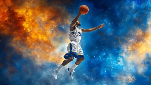 Cosmic slam-dunk comet streaking through fire and starlight.