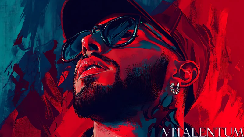 High-contrast neon portrait isolates angular male profile in red