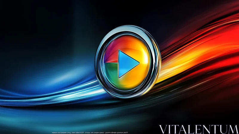 Chromatic media play glyph with dynamic spectral motion field.