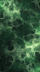 Nebulous emerald energy web in deep cosmic void.