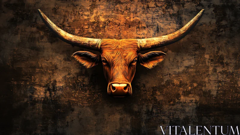 Bronze longhorn drifts forward, carving light from shadow