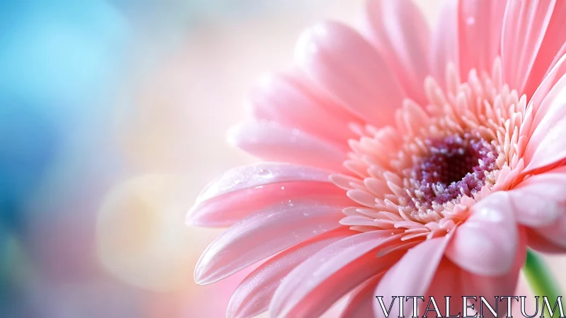 Coral Gerbera Daisy Bathed in Morning Radiance.