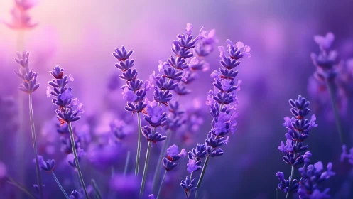Lavender Field Depth Study: Selective Focus Macro Botanical Composition