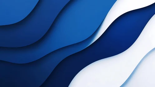 Abstract blue and white layered waves in modern minimalist style.