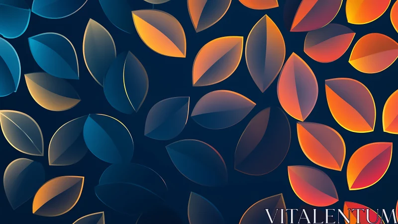 Gradient leaves pattern glows against deep midnight blue