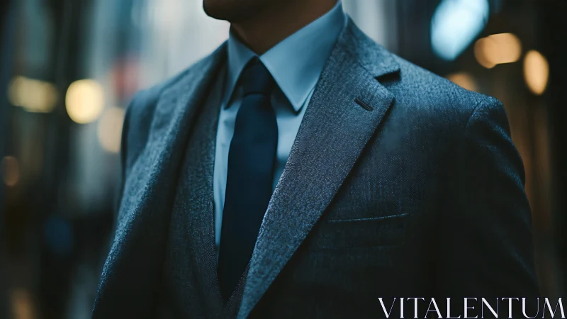 Professional in tailored blazer, composed urban portrait.