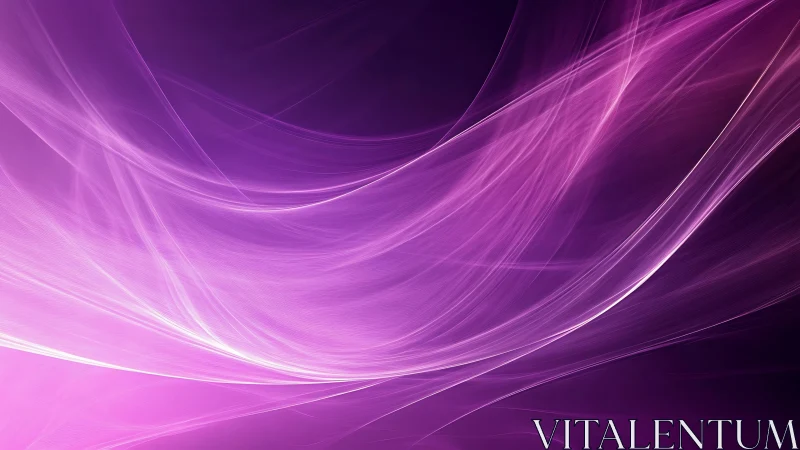 Flowing Abstract Purple Light Waves on Dark Background Digital Art.