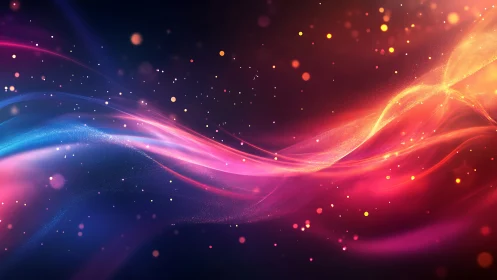 Neon light waves flow through cosmic gradient space.