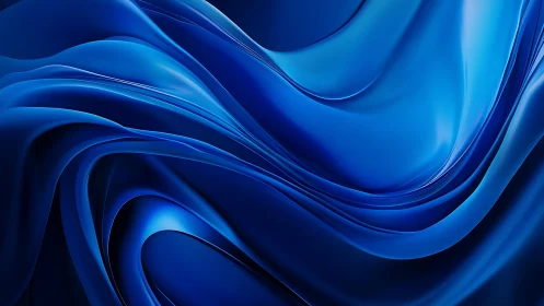 Curved blue digital surfaces form layered abstract composition