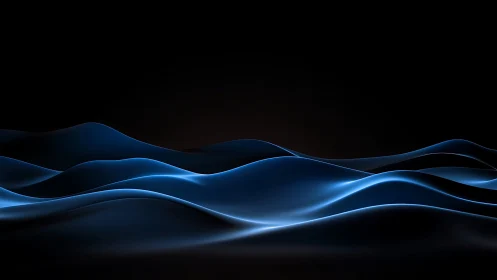 Blue luminous waveforms flow smoothly over black background