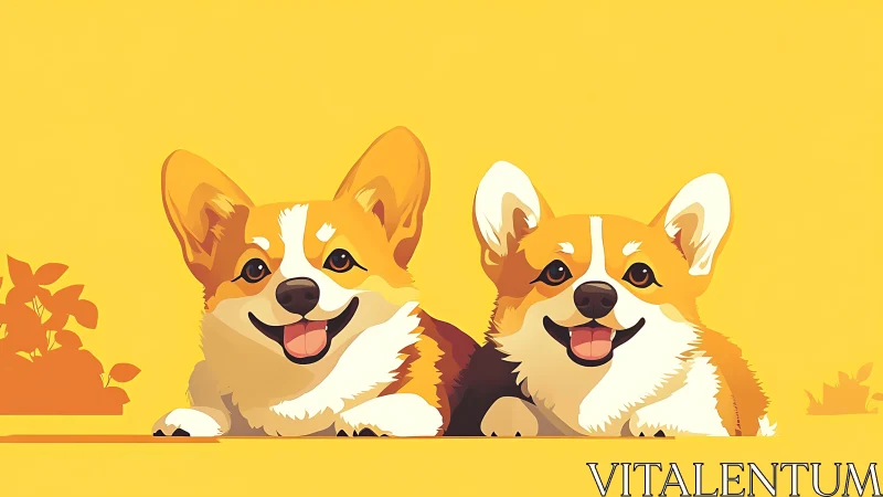Sunny corgi duo beaming with bright, easygoing charm.