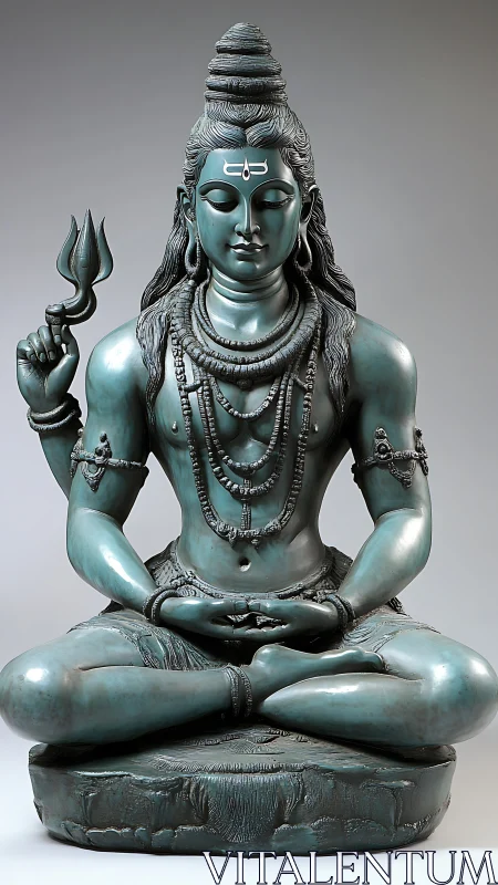Serene Shiva sculpture in quiet meditation and gentle focus.