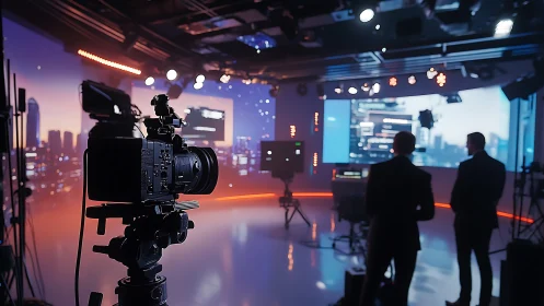 Modern broadcast studio glowing with creative city energy.
