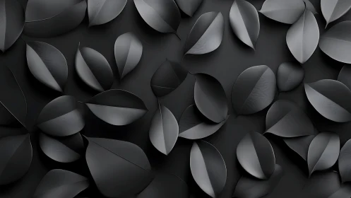 Monochrome sculpted leaves in layered minimalist relief.